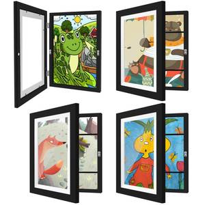 lot 5563 image: HEPFLANZE 4 Pack Kids Artwork Frames Changeable 8.5 x 11 Inch Children Art Projects Kids Art Frames Front Opening Picture Display Frame, Black