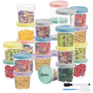 lot 5566 image: Yomarket 24pcs 16 oz Plastic Deli Containers with Screw Lids, Small Freezer Container Reusable 2 Cup Food Storage Container with Pen & Brush for Snack Salad Fruit, Microwave & Dishwasher Safe BPA Free