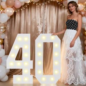 lot 5576 image: Pooqla 2.4FT Light Up Numbers for 40th Birthday Gifts for Women Men, Marquee Numbers 2.4 Feet Tall Party Decor for Her Him, Mosaic Big Sign for 40th Birthday Decoration Backdrop, Large Number 40