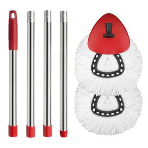 lot 5578 image: Hibaby 2 Spin Mop Head Replacement, 1 Base, 1 Mop Handle (30-58in) Combo Mops Set Compatible with OCedar EasyWring RinseClean Microfiber Mops (White (1-Tank System))
