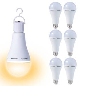 lot 5584 image: WAHADI A21 Rechargeable LED Bulbs 9W (60W Equivalent) Warm White 3000K Multi-Function Battery Backup Emergency Light for Power Outage Camping Outdoor Activity, E26 Screw Base (Pack of 6)