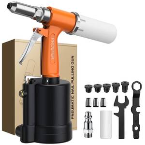 lot 5585 image: Proster Pneumatic Riveter - 5 Nozzles Pneumatic Rivet Gun, 3924LBF Pulling Heavy-Duty Air Pop Riveter 332, 18, 532, 316 and 14 Capacity