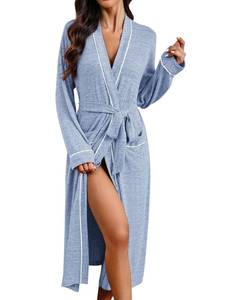 lot 6066 image: Ekouaer Womens Robe Long Bathrobe Lightweight Soft Knit Kimono Robes Ladies Casual Sleepwear S-3XL