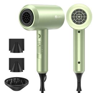 lot 6083 image: slopehill Professional Ionic Hair Dryer, Powerful 1800W Fast Drying Low Noise Blow Dryer with 2 Concentrator Nozzle 1 Diffuser Attachments for Home Salon Travel (Lime Cream)