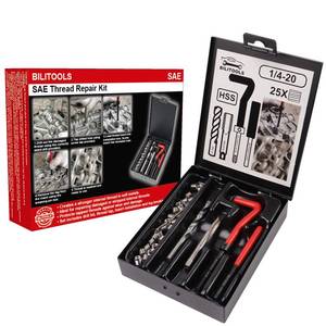 lot 6086 image: BILITOOLS 14-20 inch Thread Repair Kit, HSS Drill Helicoil Repair Kit SAE