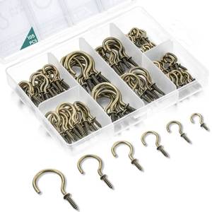 lot 6097 image: EIENHOSHI 105 Pcs Screw Hooks, 6 Sizes Bronze Cup Hooks, Screw Hooks for Hanging, Metal Cup Hooks Screw in (12, 58, 34, 78, 1, 1-14)