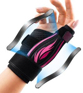 lot 6098 image: FITSOON Thumb Support Brace  Upgraded Thumb Spica Splint Stabilizer Pain Relief Night Support for De Quervain�� s Tenosynovitis Trigger Finger Arthritis Sprains  Breathable Fabric (Rose PinkBlack, SM - Fit both hands)
