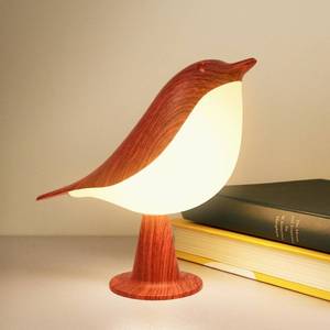 lot 6108 image: Deogos Small Desk Lamp, Bird Bedside Light with 3 Color Temperature and Touch Sensor, Cordless Kids Night Light, Rechargeable Battery for Bedroom Nightstand Table - Red