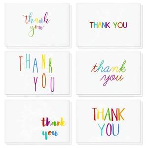 lot 6139 image: Juvale Thank You Cards with Envelopes - Bulk Blank Thank You Notes & Cards for Kids & Adults - 6 Assorted Rainbow Designs - White, 48 Pack, 4 x 6 In