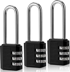 lot 6145 image: A3 Digit Small Combination Locker Lock, 2.2 in Long Shackle Padlock Combination, Resettable Luggage Locks, Combo Gym Locker Suitcase Gate Pad Lock (3Pack, Black)
