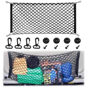 lot 6156 image: Cargo Net, Premium Dual-Layer Nylon Cargo Net for SUV, Automotive Exterior Accessories, Adjustable Elastic Trunk Net with Hook, Car Accessories for SUV, Truck, Pickup (35.4x15.7 Inch)