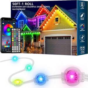 lot 6164 image: Sxlofty 50FT Permanent Outdoor RGB Lights,Waterproof Smart LED Eaves Lights with AppRemote Control,for Christmas and All Holiday Decor,Daily and Accent Lighting,House Roof and Garden Lighting