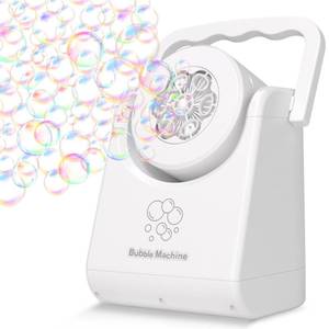 lot 6181 image: IFLOVE Bubble Machine for Kids 3-Automatic Bubble Blower with Adjustable Angle,5000 Bubbles Per Minute,Portable Bubble Maker Toy for Boys Girls,Outdoor Party Wedding Easter Birthday Gifts (White 01)