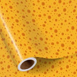 lot 6210 image: RUSPEPA Funny Cheese Wrapping Paper Roll, Mini Roll, Cheddar Yellow Cheese Hole Pattern Design, Fun Food-Themed Burger Gift Wrap for Kids Adults Birthday, Holiday Gag Gifts, 17 Inches x 16.4 Feet