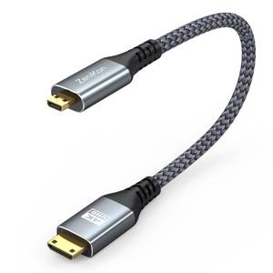 lot 6216 image: ZeniKon 4K Micro HDMI to Mini HDMI Cable 1FT for Raspberry Pi 54 Camera to Portable Monitor, High Speed Short Mini HDMI to Micro HDMI Cable Male to Male Braided Cord 4K60Hz, 2K, 1080P, 3D, HDR, ARC