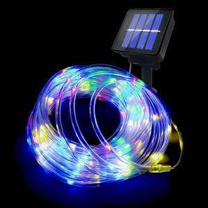 lot 6218 image: Solar Rope Lights Outdoor Waterproof, 33FT 100LED Outdoor String Lights Clear PVC Tube Fairy Lights, 8 Modes Trampoline Light for Pool Tree Garden Yard Home Camping Wedding Halloween Holiday Decor