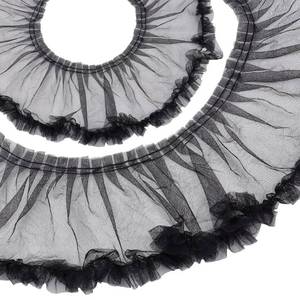 lot 6219 image: CABODYALS 6.75 Inch Black Pleated Lace Trim Wide Polyester Ruffle Tulle Ribbon Vintage Mesh Gathered Ruffled Edge Applique Fabric Trimming for Sewing Making Crafts Wedding Clothes Dresses Home Decor