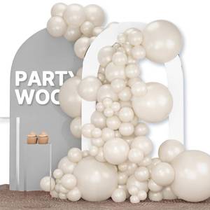 lot 6227 image: PartyWoo White Sand Balloons 120pcs Different Sizes of 18 12 10 5 Inch Off White Beige Cream Ivory Boho Neutral Balloon Arch Kit Garland for Wedding Baby Shower Birthday Party Decorations White-F12