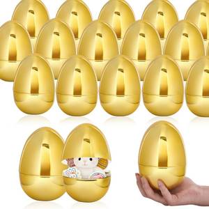 lot 9498 image: QXCMFNI 16 PCS Jumbo Gold Plastic Easter Eggs, 6 Inch Giant Metallic Golden Easter Eggs Fillable Large Empty Egg for Easter Hunt Basket Stuffers Fillers Classroom Prize Supplies
