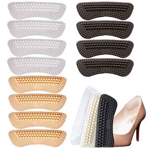 lot 10120 image: 6 Pairs Silicone Heel Pads & Grips for Shoes - Anti Slip Heel Protectors with Bump Design,Transparent Black Nude, Sticky Adhesive Backing, Universal Fit for Heels Sneakers Boots (Thickness��0.16in)