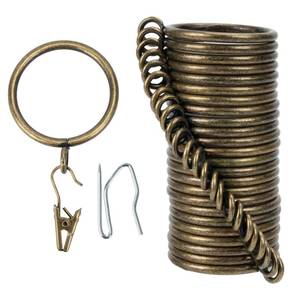 lot 10123 image: Curtain-Clip Rings with Hooks Drapery-Decorative - 1.25 Inch Inside Diameter Included Pin Hooks and Clips Designed to Effortlessly Hold Up 2 Standard Curtains 24Pcs Bronze Exselens