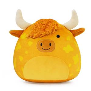 lot 10161 image: Highland Cow Plush Toy - Soft and Cuddly Plush Pillow - Spotted Highland Cow Perfect for Kids and Collectors (Dark Brown)