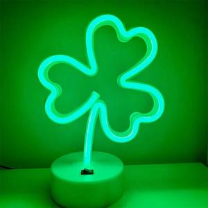lot 10162 image: ENUOLI LED Neon Signs Lights Green Clover Shaped Neon Shamrock Night Light USB & Battery Powered Night Lamp Best Decoration Lights for St. Patricks Day Gifts Kids Room Bedroom Bar(Shamrock)
