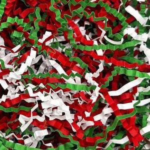 lot 10251 image: Christmas Crinkle Cut Paper Shred Filler for Gift Wrapping, Xmas Shredded Paper for Basket Filling,Mixed Colors Gift Box Filler for Christmas, Birthday, Thanksgiving, Wedding, Mothers Day(Green&Red&White)