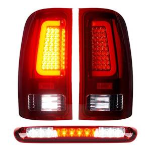 lot 11220 image: LED Tail Lights Assembly  3rd Third Brake Cargo Lamp Fit for GMC Sierra 1500 07-13 (SL, SLE, SLT, WT), 2500HD 3500HD 07-14 (only fit 3500HD with Single Rear Wheel Model), Chrome Housing Red Lens