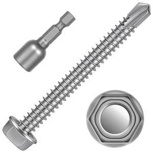 lot 11226 image: Etauwe #10 x 3 Hex Washer Head Self Tapping Screws, TEK Screws, Self Drilling, Stainless Steel 410 Sheet Metal Screws, 50 PCS