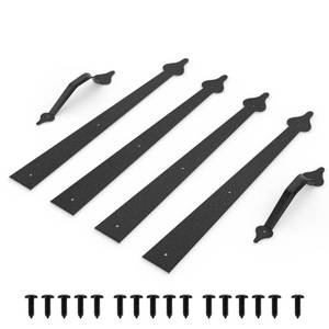 lot 11255 image: JZVXX Steel Decorative Garage Door Hardware Kit, Faux Garage Door Accents,4hinges and 2handle Screw Mount, Black (1set)