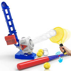 lot 11258 image: iPlay, iLearn Kids Pitching Machine Toys, 2 in 1 RC Baseball Tennis Pitcher, Auto Ball Launching Bat, Boy Outdoor Outside Sports Backyard Game, Birthday Gift 5 6 7 8 10 12 Yr Youth-Partially Assembled