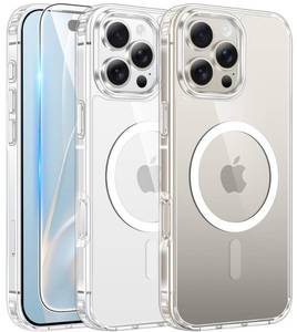 lot 12150 image: FNTCASE for iPhone 16 Pro Case Clear Magnetic Phone Cases with Screen Protector Slim Anti Yellowing Rugged Shockproof Protective Transparent Cell Phone Cover (A-Clear)