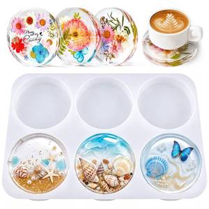 lot 12153 image: HeyClear Silicone Molds for Resin Coasters, 6-Cavity Round Epoxy Resin Molds for Crafts, DIY Tray, Flower Bouquet Preservation Moldes para Resina Epoxica