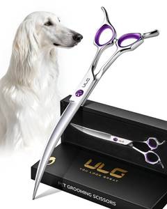 lot 12154 image: ULG 30° Curved Dog Grooming Scissors 440C Stainless Steel, 7.5 Professional Pet Grooming Shears with Reversible Butterfly Handles, Dog Scissors for Grooming Face, Eyes, Paws & Body