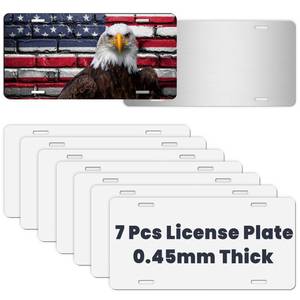 lot 12155 image: AceSubli 7 Pcs Sublimation License Plate Blanks for Heat Transfer Vinyl, Pesonalized Picture Metal Sublimation Blanks, Aluminum Car Front License Plate Tags for Automotive Men Women Gift 0.45mm Thick