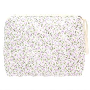lot 12166 image: PAZIMIIK Quilted Makeup Bag Large Travel Zipper Soft Cosmetic Pouch for Women Girls Make Up,Floral Purple