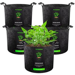 lot 12169 image: VIVOSUN 5-Pack 2 Gallon Grow Bags Heavy Duty Thickened Nonwoven Fabric Pots with Handles