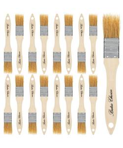 lot 12187 image: Bates 1-Inch Natural Bristle Paint Brushes - 16 Pack Set for Chip Painting, Wood Stain and General Use