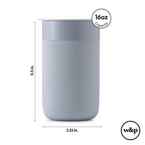 lot 12197 image: W&P Porter Ceramic Mug w Protective Silicone Sleeve, Charcoal 16 Ounces On-the-Go Reusable Cup for Coffee or Tea Portable Dishwasher Safe (Used)