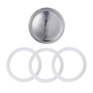 lot 12207 image: Sivaphe Replacement 4 Cup Moka Pot Infuser Parts for Stainless Steel Italian Stovetop Espresso Coffee Maker, 1 Coffee Filter and 3 Silicone Gasket Seals