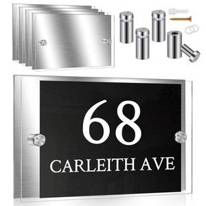 lot 12214 image: Qunclay 4 Sets Acrylic Office Name Plate for Wall 7.8 x 5.1 Inch Acrylic Wall Name Plate Holders Office Door Sign Systems with Stainless Steel Standoff Screws Aluminium Sign Holder