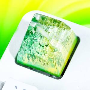 lot 12216 image: Squid Artisan Keycap Yellow Green Coral Reef - 1U ESC, R1 SA Profile Custom Handmade Resin Cherry MX Switch Key Cap Mechanical Keyboard, Cool Tech Gifts for Men, Dad, Father, Gamer, Sea Lover