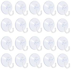 lot 12239 image: AQUANEAT 20 Packs Suction Cups 1.2 Inch Clear Sucker Pads with Hooks for Glass Home Organization Decoration