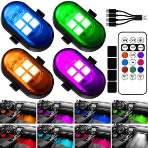 lot 12258 image: Upgraded Wireless LED Lights for Car, Rechargeable Interior Car Lights with 8 Colors Brightness Adjustable, 12H Battery Life, Remote Control, Mini Strobe Lights for Vehicle Motorcycle Bike Decor