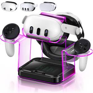 lot 13222 image: Kickdot Charging Dock for VR 3S32 Headset with LED Indicator, VR 3 Headset Accessories Incl. Fast Charging Station, VR 3S Charger Adapter, 4x1100mAh Rechargeable Batteries