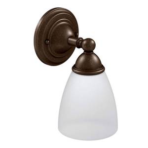 lot 13224 image: Moen YB2261ORB Brantford 1-Light Dual-Mount Bath Bathroom Vanity Fixture with Frosted Glass, Oil Rubbed Bronze