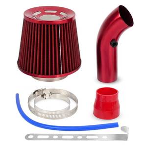 lot 13225 image: BARTOO 3 Cold Air Intake Kit Aluminum Automotive Cold Air Intake Pipe Filter Induction Flow Hose Pipe Kit, Red