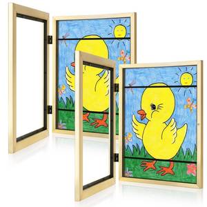 lot 13236 image: 2-Pack Kids Art Frames, 8.5x11 Front Opening Kids Artwork Frames Changeable, Gold Artwork Display Storage Frame for Wall, Holds 50 Pcs, for 3D Picture, Crafts, Children Drawing, Hanging Art,