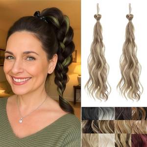 lot 14277 image: IOVOIMMSL 2 Piece Braid Wig Hair Piece Wavy Curly Scrunchies Synthetic Chignon Ponytail Hair Extensions Thick Updo Hairpieces for Women (Dirty Blonde)